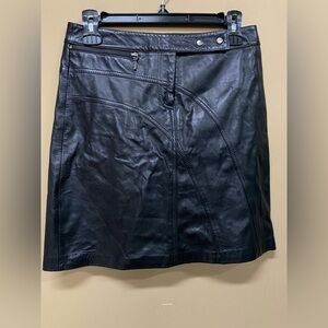 Cache Black Lamb Leather Mini Skirt Buttery Soft Size 0
